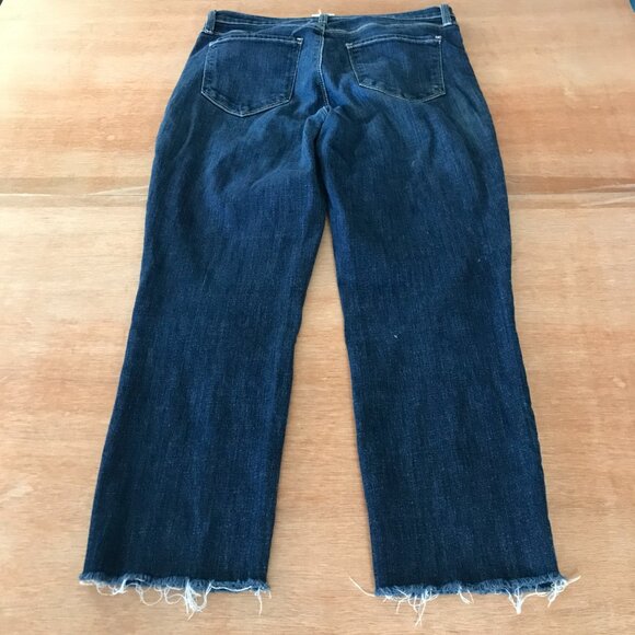 L'agence Sada High Rise Cropped Slim Jeans Women 29 Blue Raw Hem Dark Wash - Picture 2 of 13